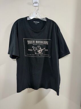 Men's True Religion Black World Tour Logo Graphic Tee. Size 3XL